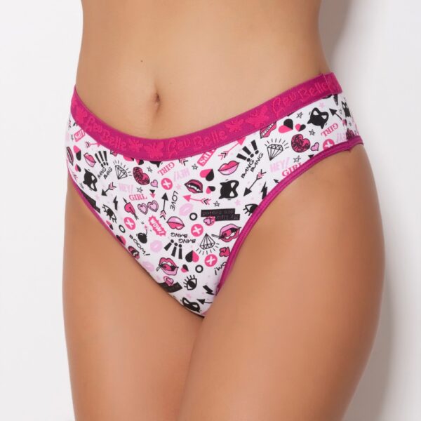 Calcinha Cotton Estampada Elástico na Cintura e Cós na Perna - Imagem 8