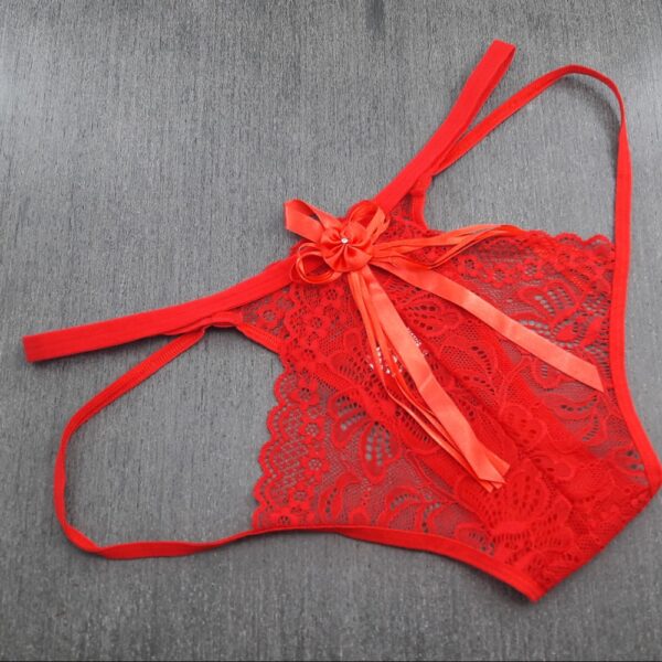 Calcinha Sexy em Renda e Laterais Vazadas com Laçarote - Imagem 5