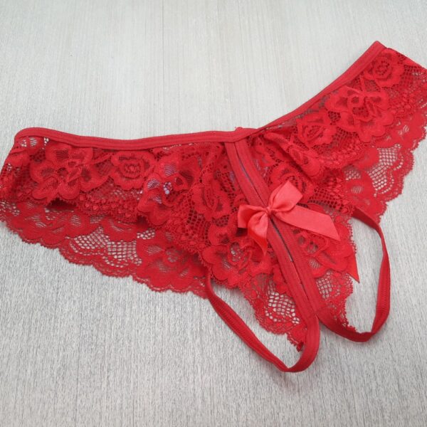 Calcinha Tanga Fio Dental Renda Sexy Parte Traseira Vazada - Imagem 9