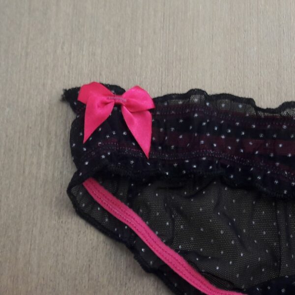 Calcinha em Tule Estampado e Detalhe Poá com Lacinho Lateral - Imagem 7