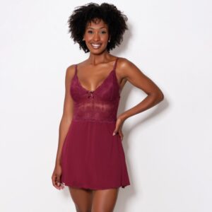 Camisola Sensual em Renda e Laço Tecido Romantic Sem Bojo