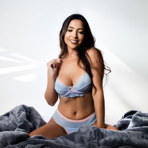 Conjunto Lingerie Sexy Renda e Strass Sutiã Meia Taça - Imagem 7