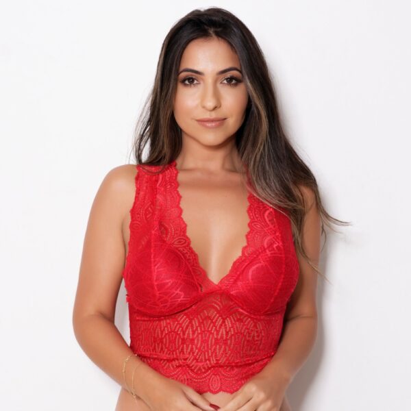 Cropped Sexy em Renda Luxo com Bojo Triângulo Costas Nadador - Imagem 5