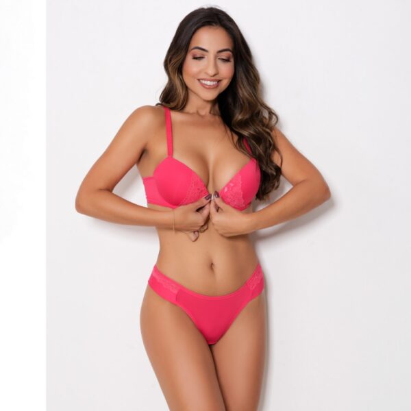 Conjunto Lingerie Sutiã Bojo e Calcinha Fio Duplo em Renda - Imagem 9