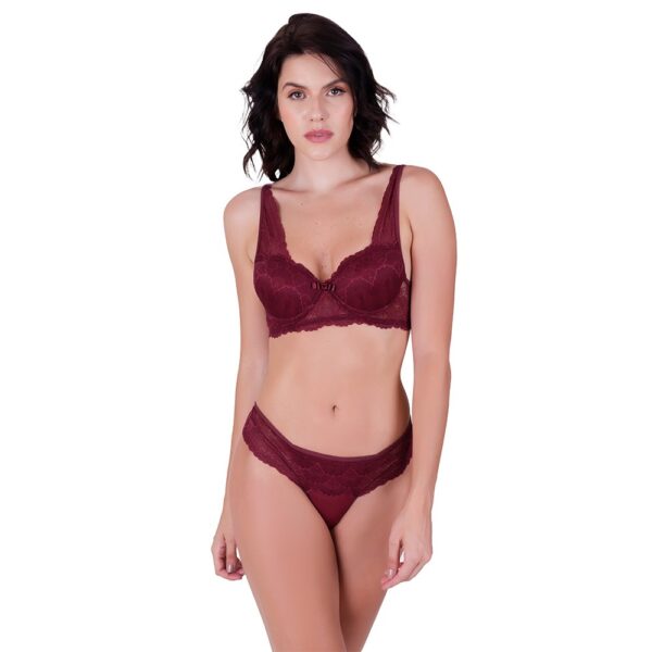 Conjunto Lingerie Renda e Microfibra Sutiã Bojo e Calcinha - Imagem 5