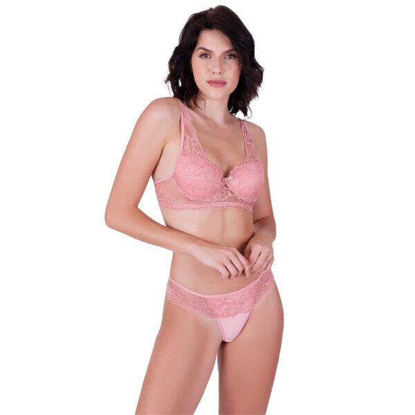 Conjunto Lingerie Renda e Microfibra Sutiã Bojo e Calcinha - Imagem 6