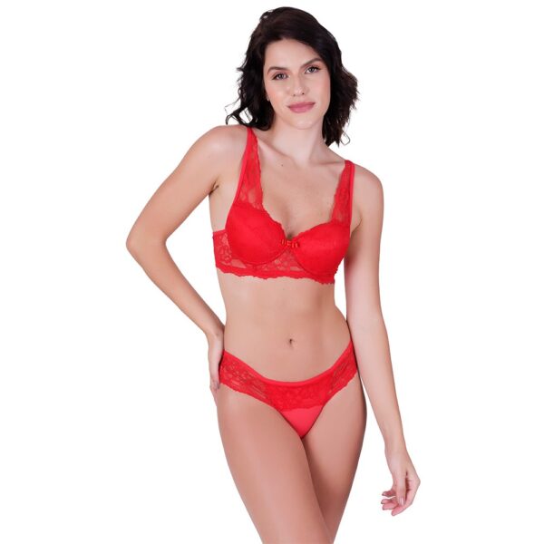 Conjunto Lingerie Renda e Microfibra Sutiã Bojo e Calcinha - Imagem 7