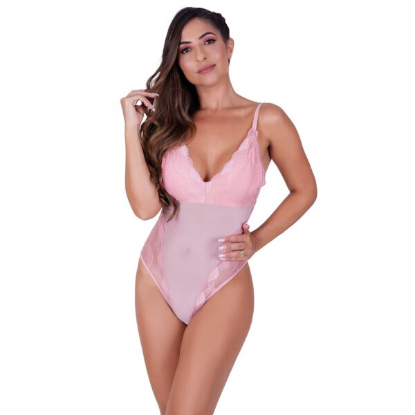 Body Sexy em Tule e Renda Alças Reguláveis Elástico no Cós - Imagem 5