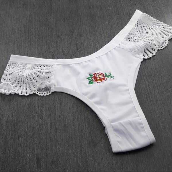 Conjunto Lingerie Microfibra Renda com Bordado Calcinha Fio - Imagem 7
