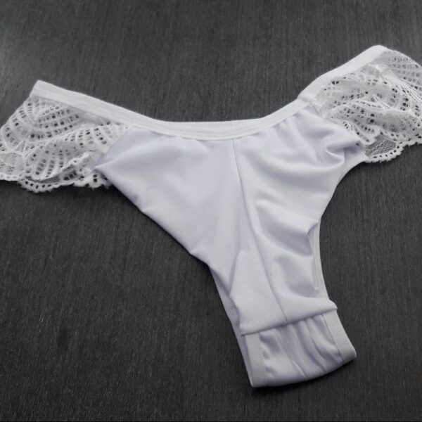 Conjunto Lingerie Microfibra Renda com Bordado Calcinha Fio - Imagem 9