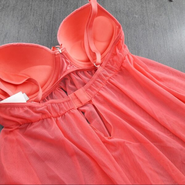Camisola Sensual Tule e Renda com Bojo e Calcinha Fio Dental - Imagem 6