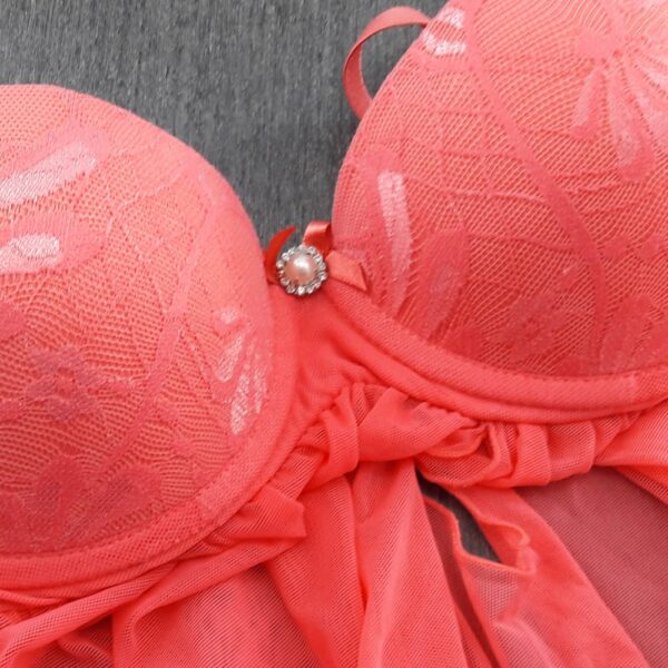 Camisola Sensual Tule e Renda com Bojo e Calcinha Fio Dental - Imagem 8