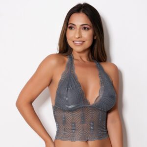Cropped em Renda Sensual Transparente Sem Bojo Forro Algodão