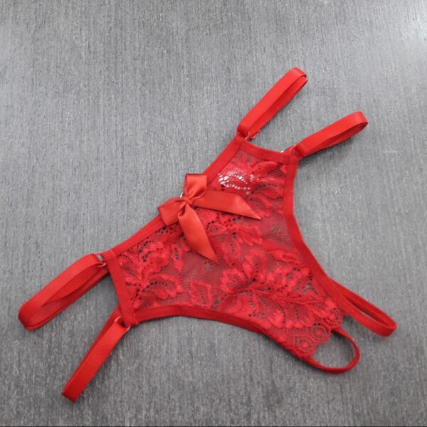 Calcinha Fio Dental Sexy Renda Strass Tiras Dupla Lateral - Imagem 9
