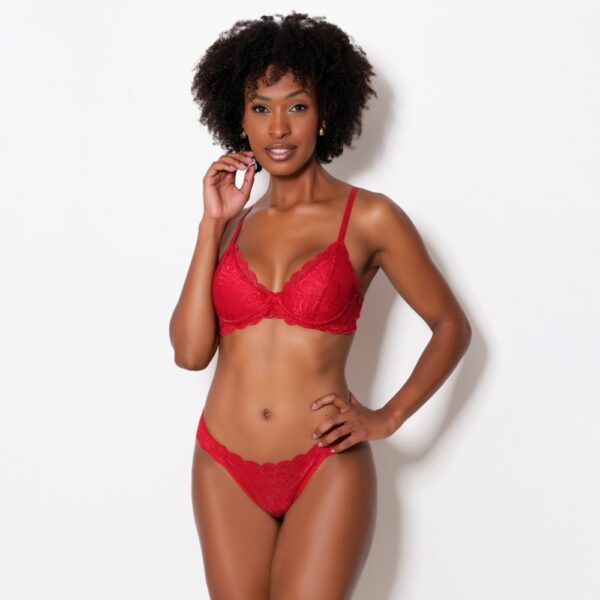 Conjunto Lingerie Renda Sem Bojo com Arco e Ajuste nas Alças