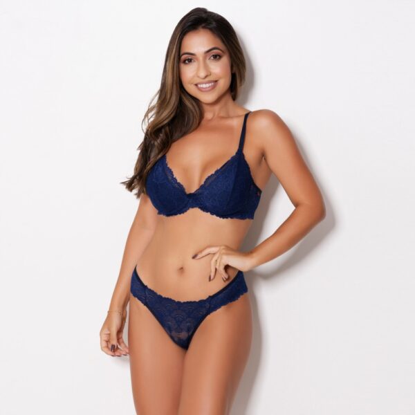 Conjunto Lingerie Renda Sem Bojo com Arco e Ajuste nas Alças - Imagem 3