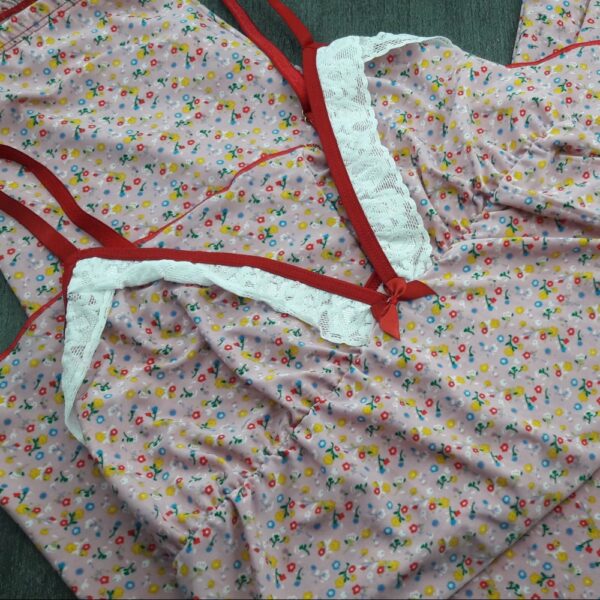 Pijama Feminino Estampado Poliéster com Blusa e Calça - Imagem 7