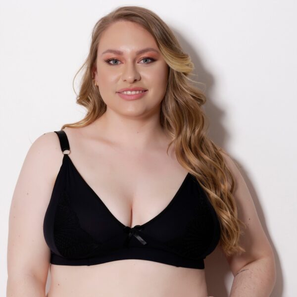 Sutiã Plus Size Sem Bojo Microfibra com Renda e Laço - Imagem 5