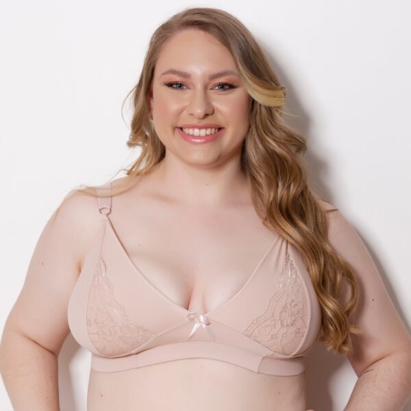 Sutiã Plus Size Sem Bojo Microfibra com Renda e Laço - Imagem 7