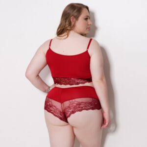 Conjunto de Lingerie Plus Size Renda Cropped e Caleçon Sexy