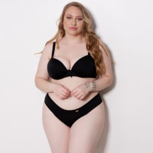 Conjunto Lingerie Plus Size com Bojo Arco e Laço no Decote