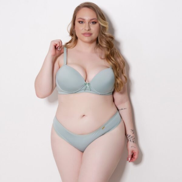 Conjunto Lingerie Plus Size com Bojo Arco e Laço no Decote - Imagem 3