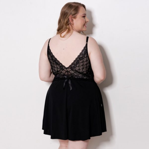 Camisola Plus Size Renda Sexy Microfibra com Laço e Joia - Imagem 6