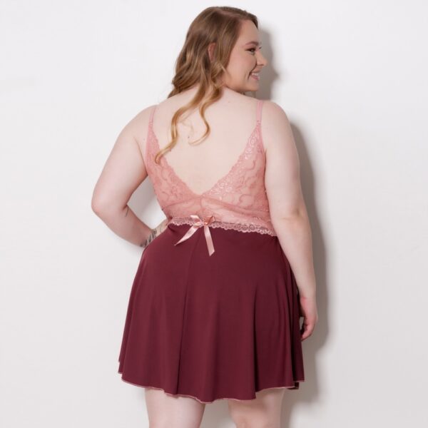 Camisola Plus Size Renda Sexy Microfibra com Laço e Joia - Imagem 8