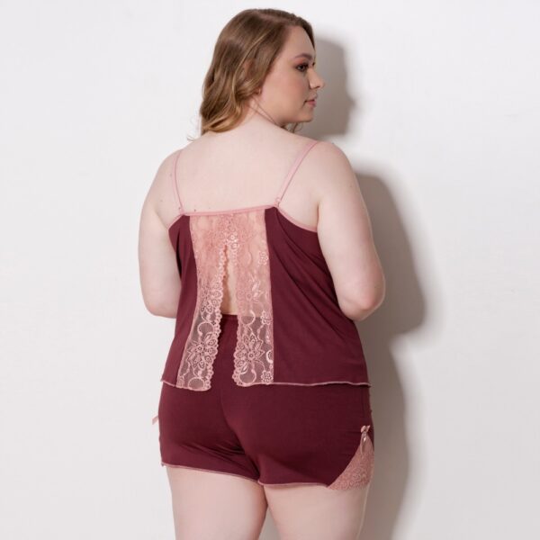 Short Doll Plus Size Sexy Renda Alça Regulável Decote V - Imagem 2