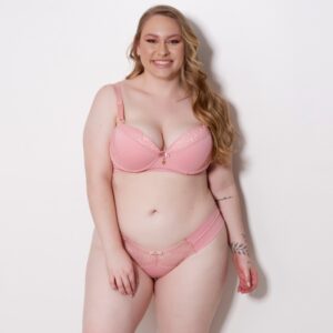 Conjunto Plus Size Microfibra com Bojo Renda e Sustentação