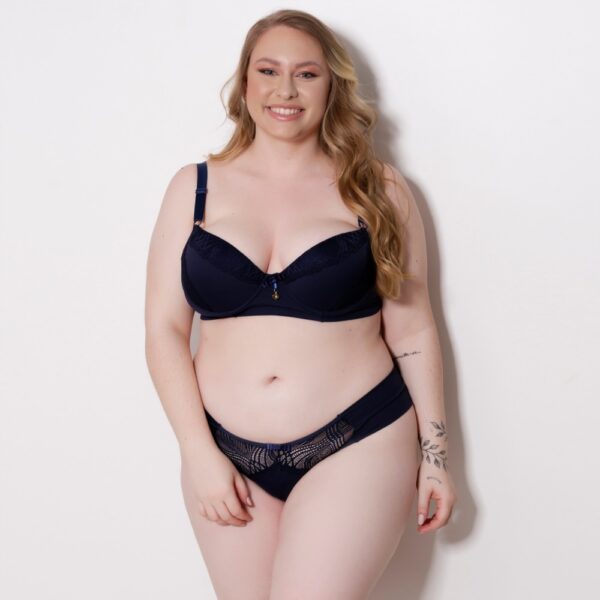 Conjunto Plus Size Microfibra com Bojo Renda e Sustentação - Imagem 3