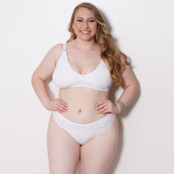 Conjunto Lingerie Plus Size Sem Bojo com Renda Alças Largas - Imagem 5