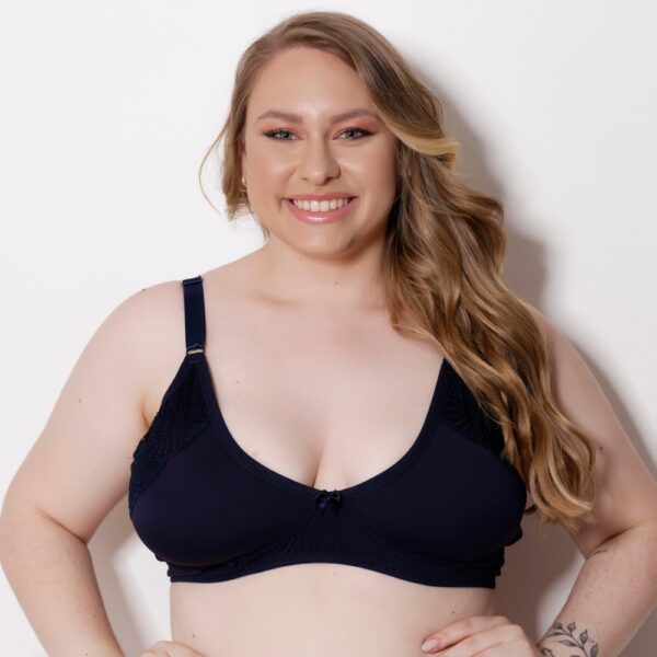 Sutiã Plus Size Sem Bojo Microfibra com Renda e Alças Largas - Imagem 2
