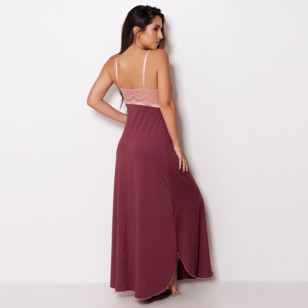 Camisola Longa Sensual em Microfibra e Renda com Laço - Imagem 5