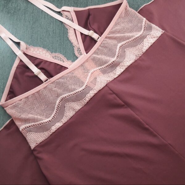 Camisola Longa Sensual em Microfibra e Renda com Laço - Imagem 6