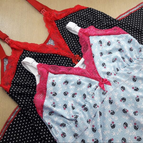 Camisola Amamentação Liganete e Renda com Fecho Baby Click - Imagem 8