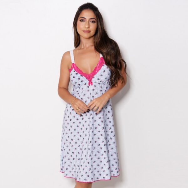 Camisola Amamentação Liganete e Renda com Fecho Baby Click - Imagem 2