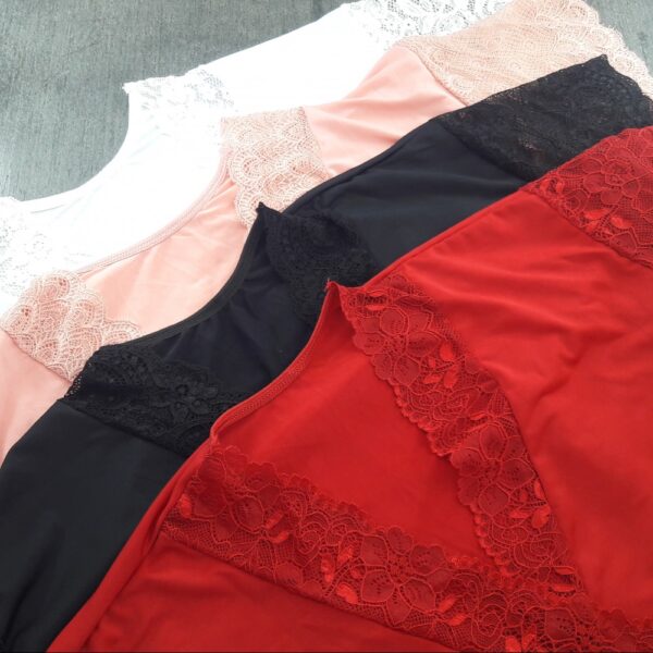 Robe De Liganete Com Renda E Amarração Com Faixa Na Cintura - Imagem 5