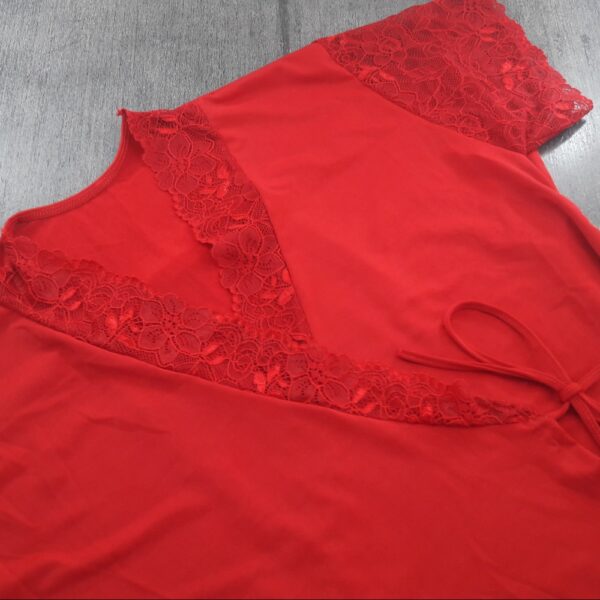Robe De Liganete Com Renda E Amarração Com Faixa Na Cintura - Imagem 6