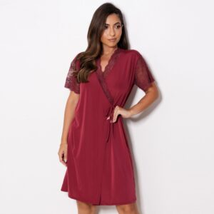 Robe De Liganete Com Renda E Amarração Com Faixa Na Cintura