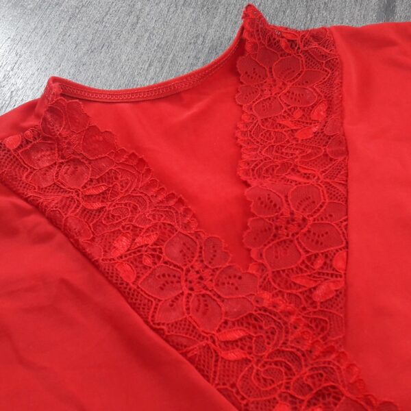 Robe De Liganete Com Renda E Amarração Com Faixa Na Cintura - Imagem 8