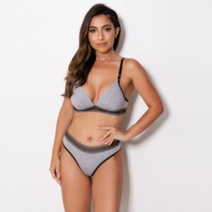 Conjunto Lingerie Sutiã Soft Bojo Calcinha Fio com Elástico