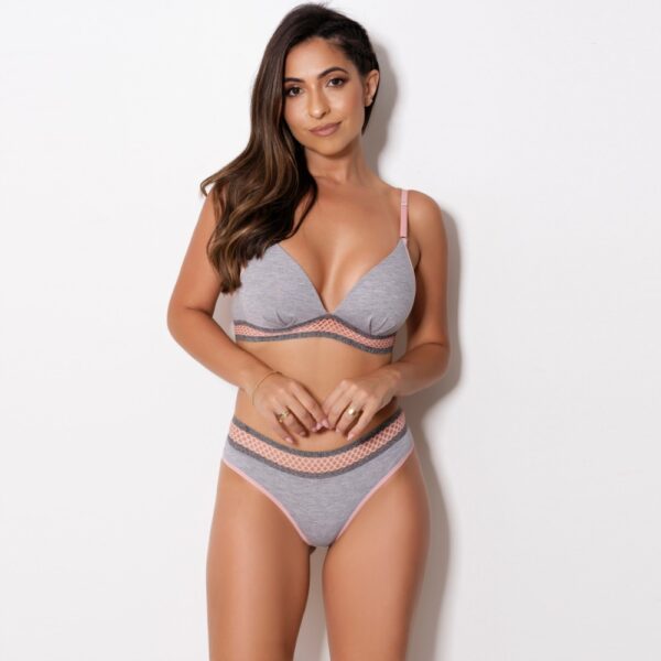 Conjunto Lingerie Sutiã Soft Bojo Calcinha Fio com Elástico - Imagem 3
