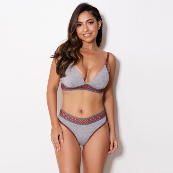 Conjunto Lingerie Sutiã Soft Bojo Calcinha Fio com Elástico - Imagem 5