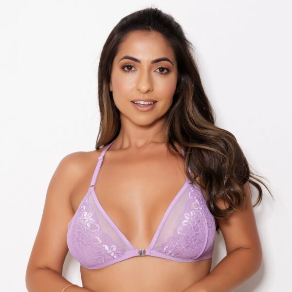Sutiã Nadador Strappy com Bojo de Tule e Renda Fecho Frontal - Imagem 2