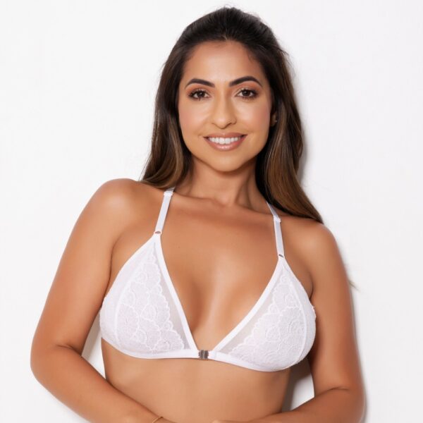 Sutiã Nadador Strappy com Bojo de Tule e Renda Fecho Frontal - Imagem 5