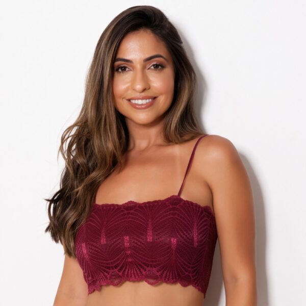 Sutiã Top Faixa Renda com Alça Rolete e Forro Frontal - Imagem 3
