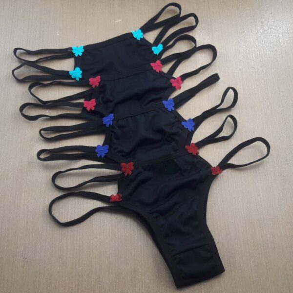 Calcinha Fio Dental Strappy Sexy com Lacinhos - Imagem 4