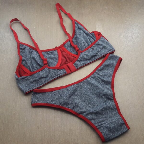 Conjunto Lingerie Microfibra Mescla Renda Sem Bojo com Arco - Imagem 2