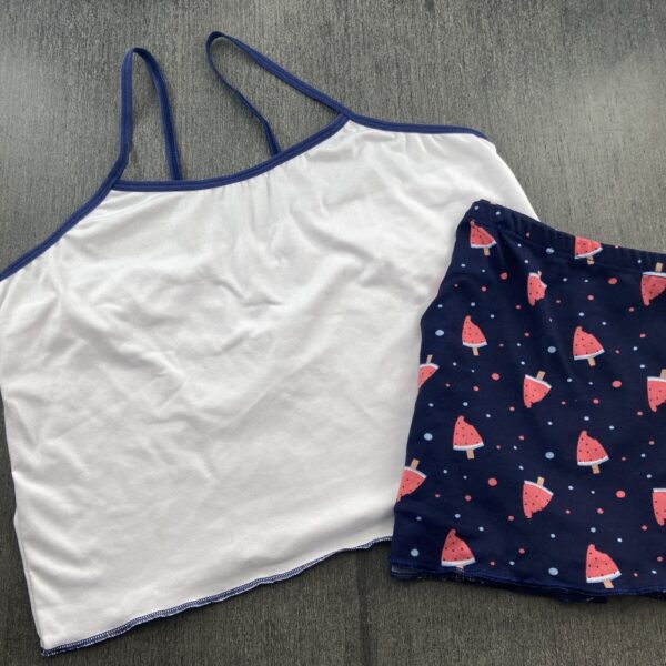 Baby Doll Suede Poliéster Cropped Branco e Short Estampado - Imagem 6